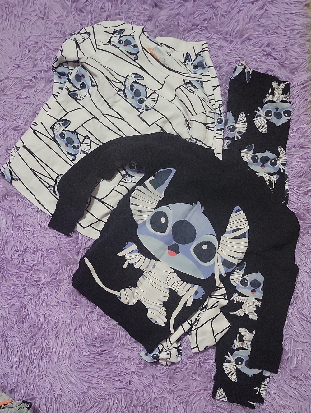 Disney Black & White Stitch Mummy Pajama bundle